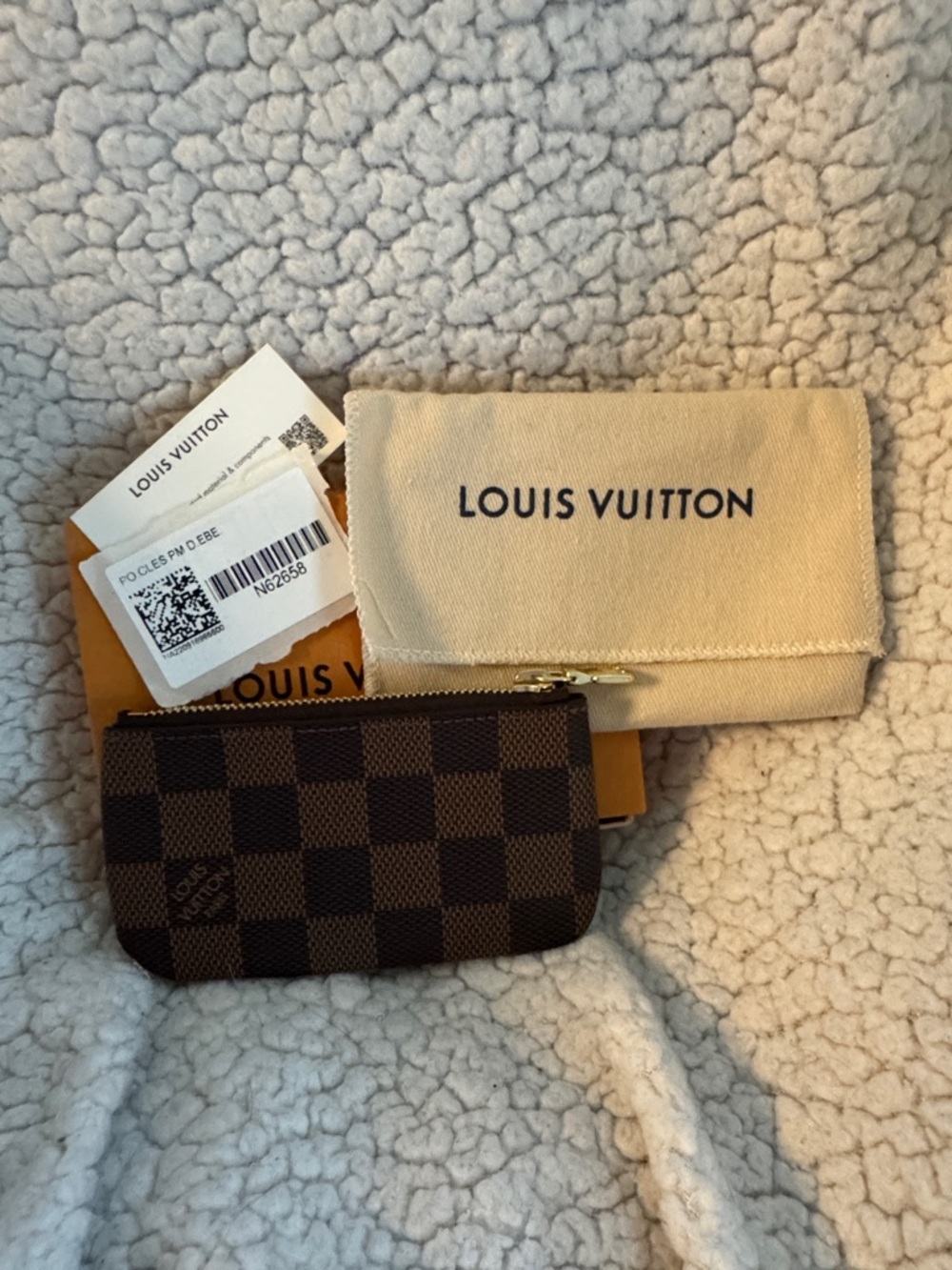 Louis Vuitton Brown Damier Key & Card Pouch with Beige Dust Bag